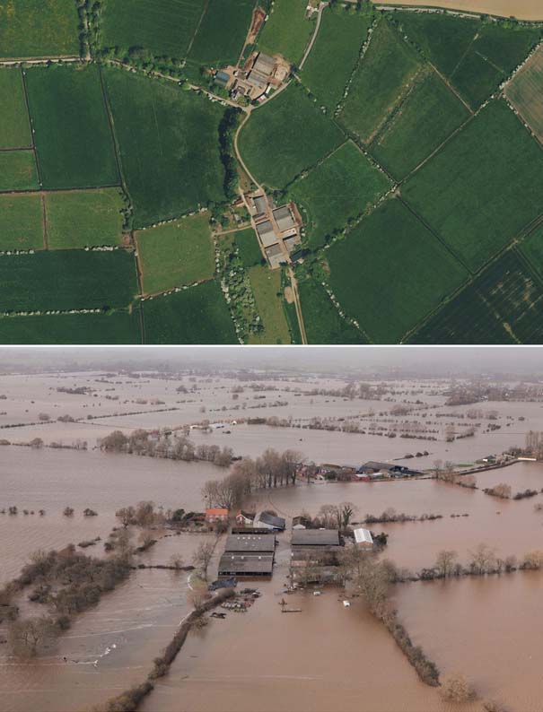 Πριν και μετά τις φονικές πλημμύρες στη Βρετανία (1)