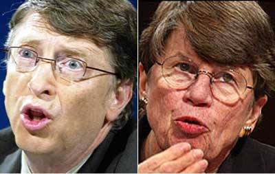 Διασημότητες που μοιάζουν με περίεργα πλάσματα/ Bill Gates - Janet Reno