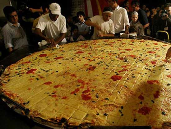Στρογγυλή πίτσα διαμέτρου 2,2 μέτρων