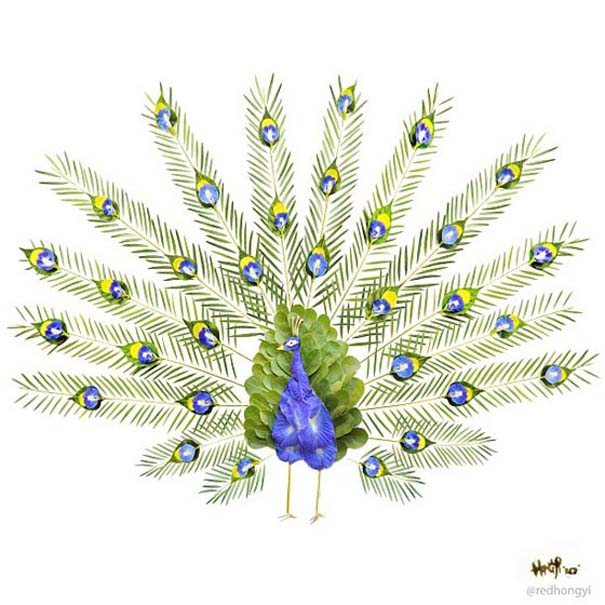 Εξωτικά πουλιά φτιαγμένα από πέταλα λουλουδιών (3)