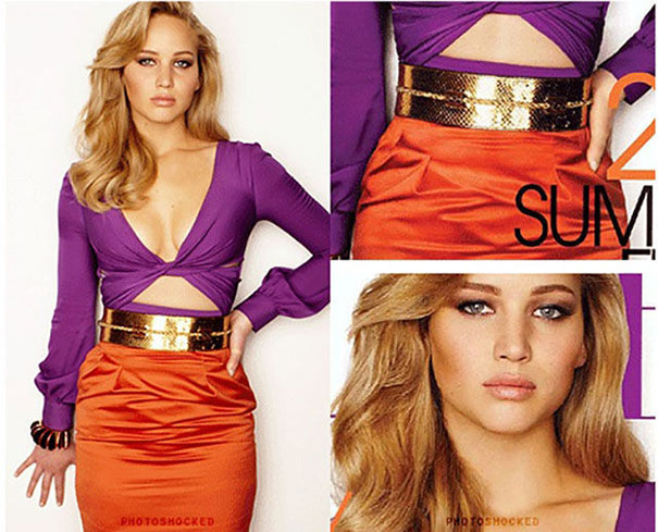 Jennifer Lawrence πριν και μετά το Photoshop (1)