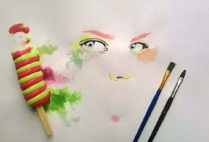 Καλλιτέχνης ζωγραφίζει με παγωτά αντί για μπογιές (1)