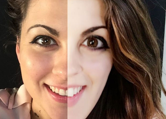 Γυναίκες δοκιμάζουν Photoshop στο πρόσωπο τους