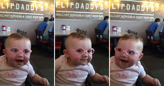 Μωρό δοκιμάζει γυαλιά για πρώτη φορά