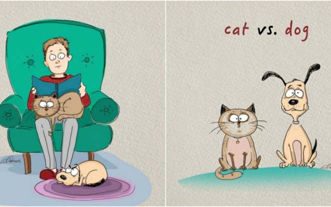 Οι διαφορές του σκύλου με την γάτα σε 5 σκίτσα (1)