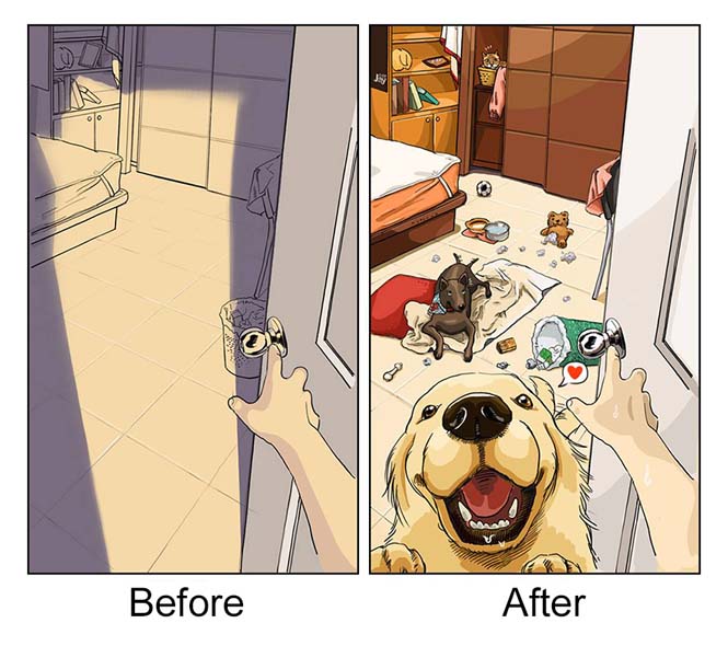 Η καθημερινότητα πριν και μετά την απόκτηση σκύλου (1)