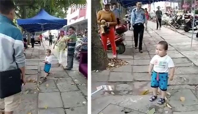 Πιτσιρίκι χρησιμοποιεί μεταλλική ράβδο για να προστατεύσει την γιαγιά του από την αστυνομία