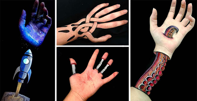 Απίστευτες οφθαλμαπάτες με bodypainting χεριών