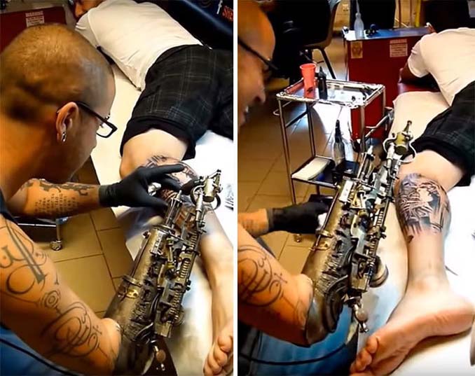 Καλλιτέχνης του τατουάζ έχασε το χέρι του και το αντικατέστησε με μηχάνημα για τατουάζ (2)