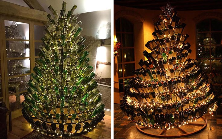 Χριστουγεννιάτικα δένδρα με μπουκάλια κρασιού
