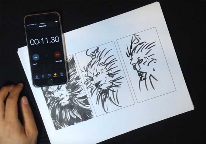 Speed Drawing: Κάνοντας την ίδια ζωγραφιά σε 10 λεπτά, σε 1 λεπτό και σε 10 δευτερόλεπτα (11)
