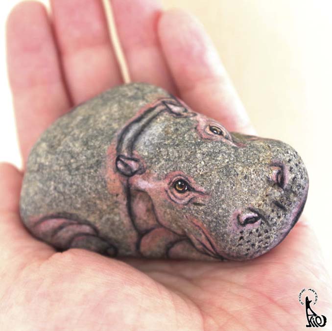 Ζωγραφίζοντας εκπληκτικές φιγούρες ζώων πάνω σε πέτρες (3)