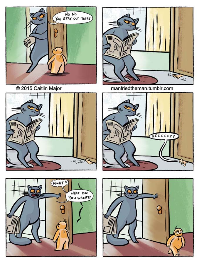 Χιουμοριστικά σκίτσα δείχνουν τι θα συνέβαινε αν άνθρωποι και γάτες αντάλλαζαν ρόλο (7)
