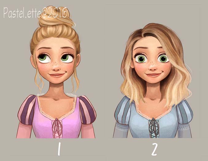 Πριγκίπισσες της Disney με διαφορετικά χτενίσματα (2)