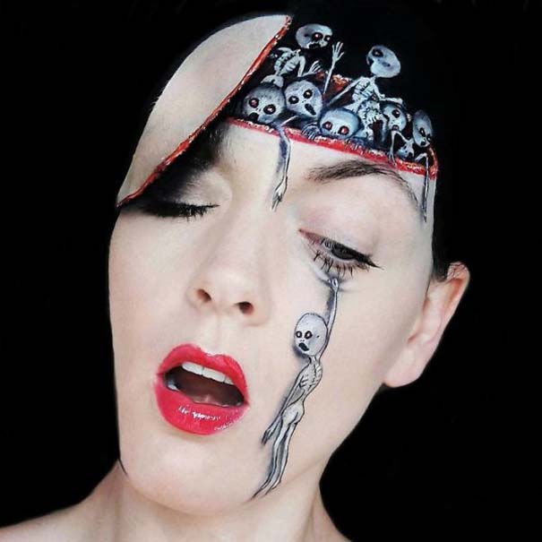 Make up artist μετατρέπει το πρόσωπο της σε εικόνες βγαλμένες από εφιάλτη (9)