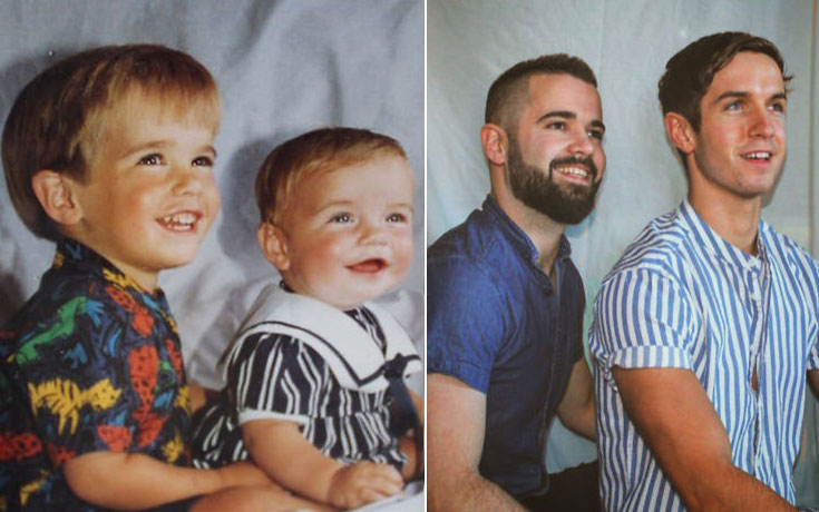 Αδέρφια κάνουν αναπαράσταση παιδικών φωτογραφιών τους για τα 50α γενέθλια της μητέρας τους (1)