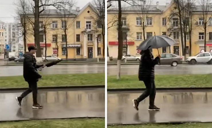 Απίθανο τρικ με ομπρέλα που έγινε viral